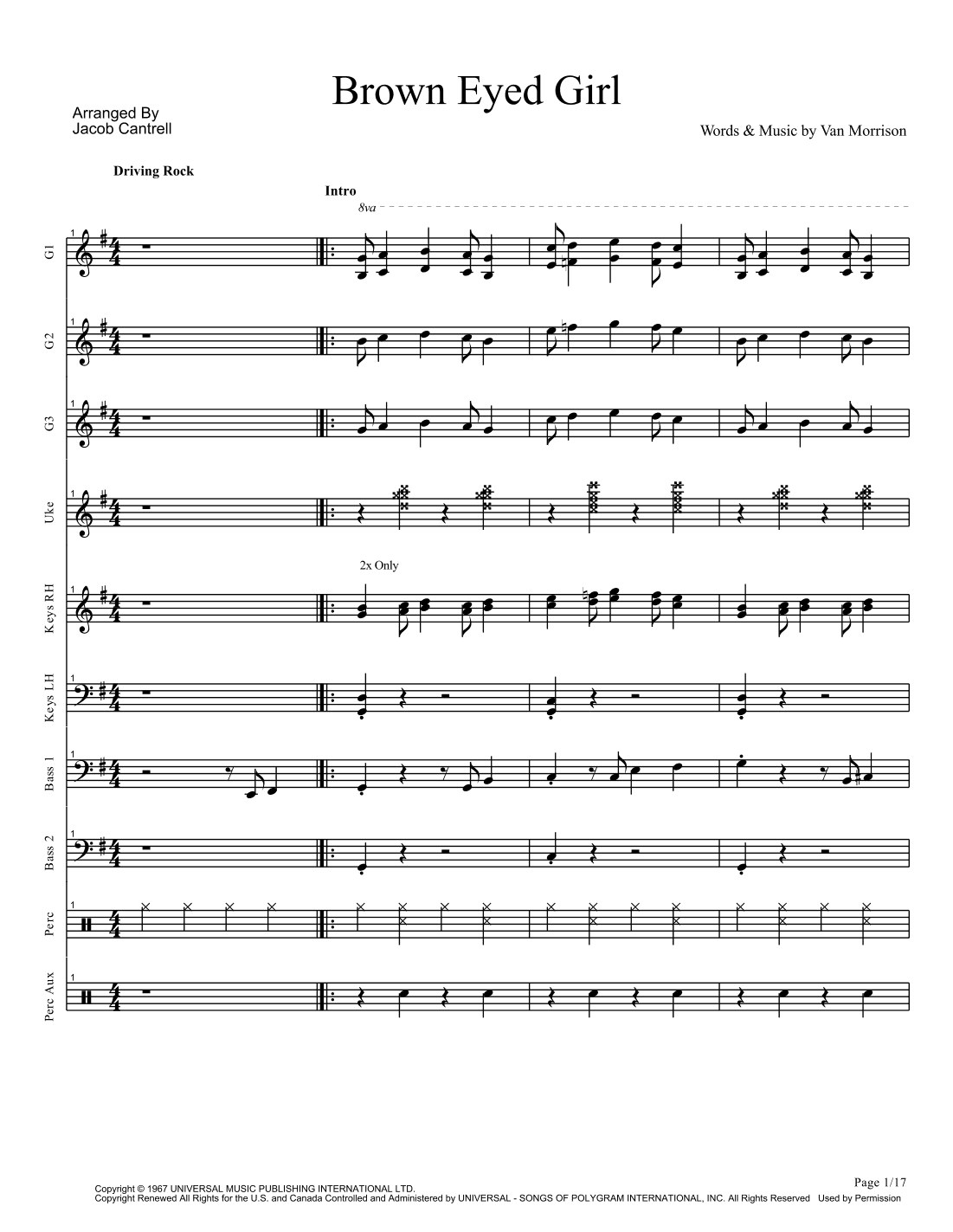 Brown Eyed Girl (arr. Jake Cantrell)