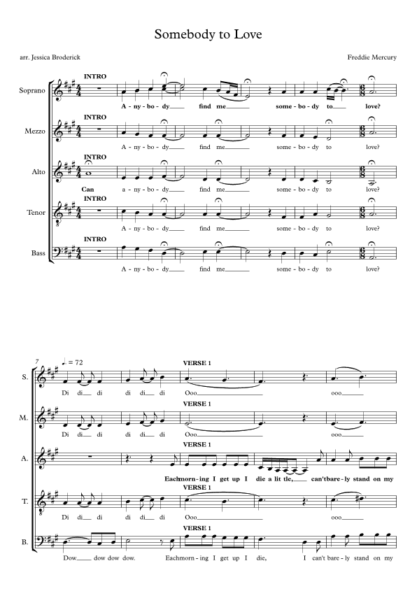 Somebody To Love (arr. Jessica Broderick)