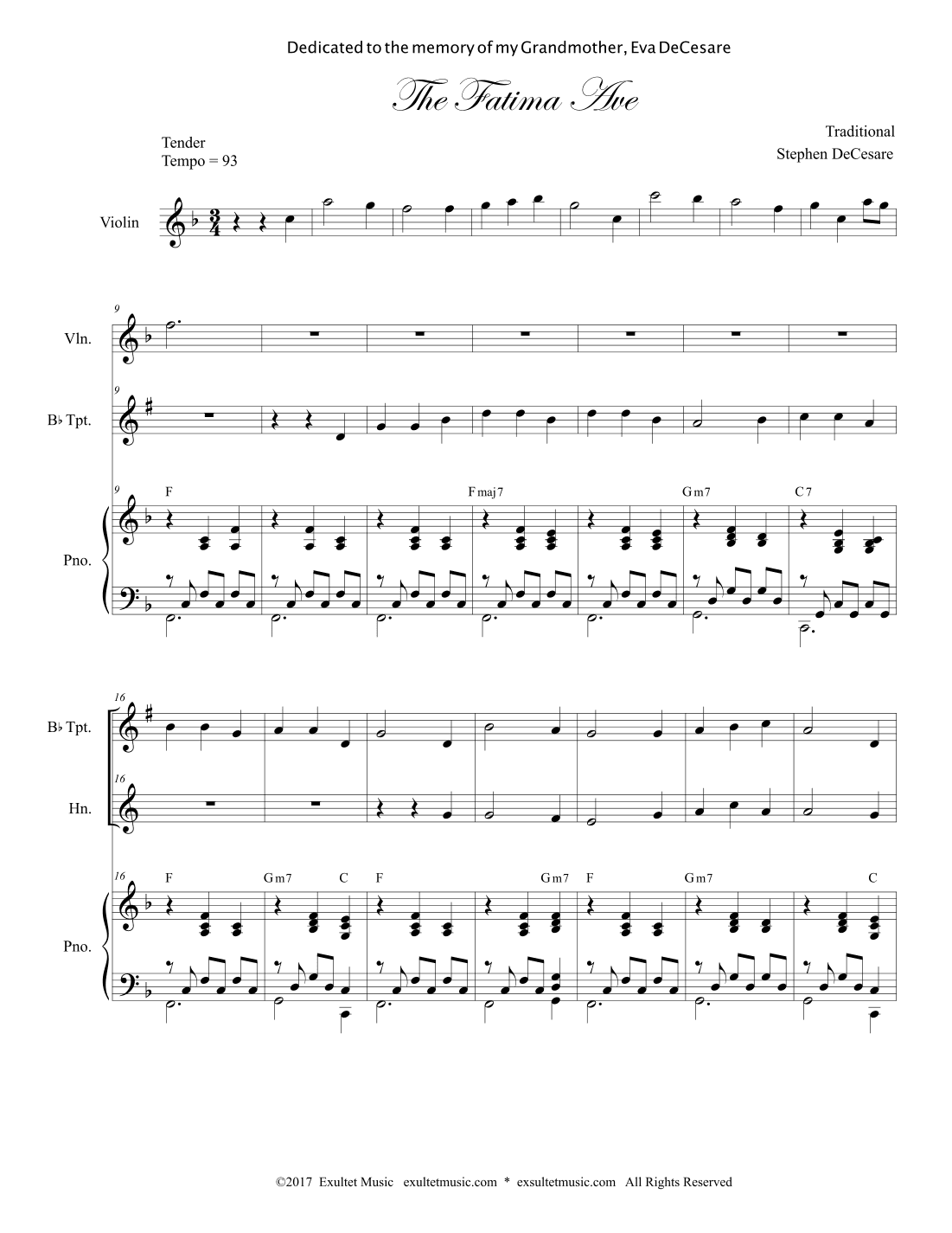 The Fatima Ave (Duet for Bb-Trumpet and French Horn) (arr. Stephen DeCesare)