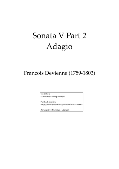 Devienne Sonata V Part 2 for Violin (arr. Christian Roßmeißl)