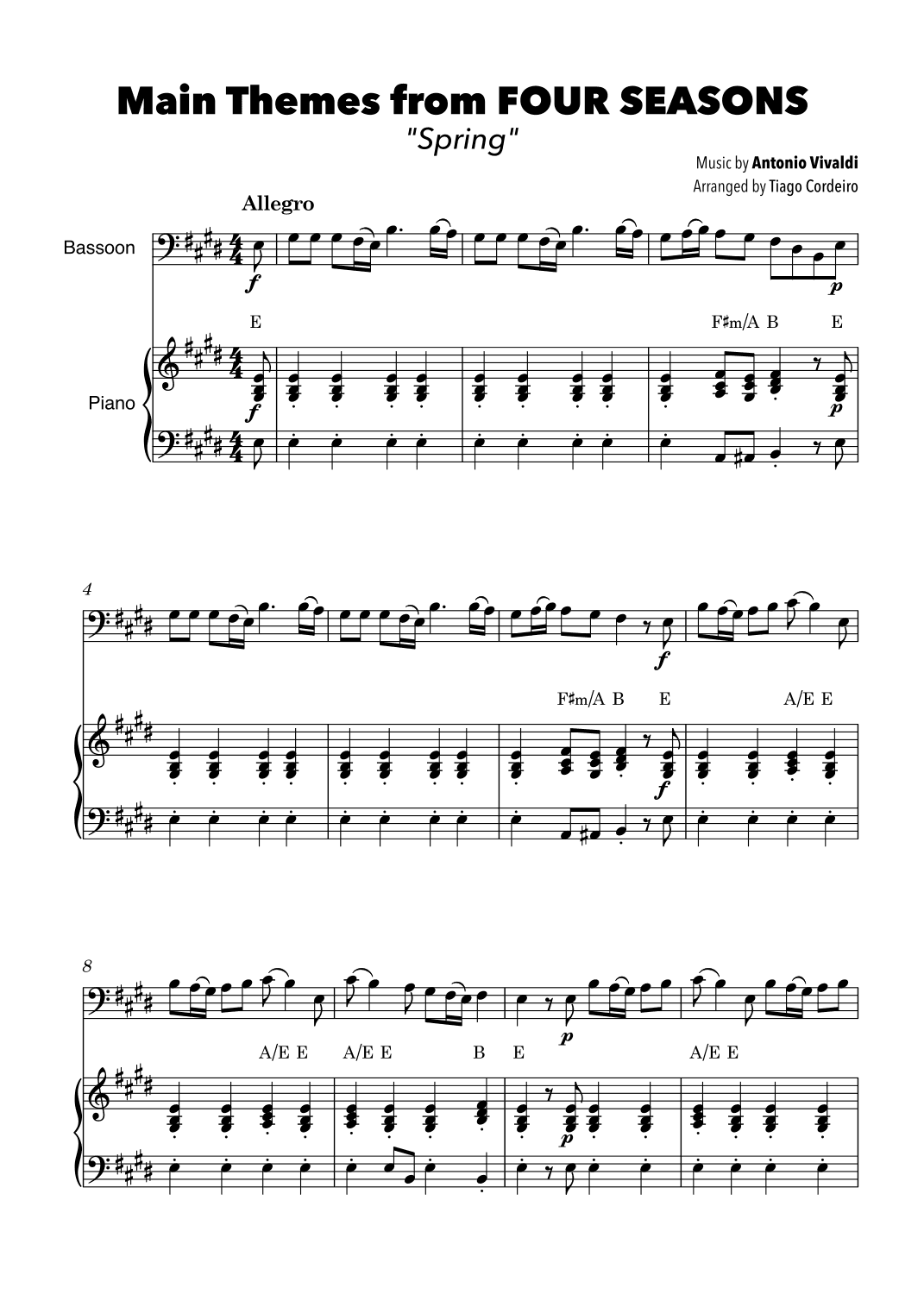 Main Themes from Four Seasons “Spring” (arr. Tiago Cordeiro)