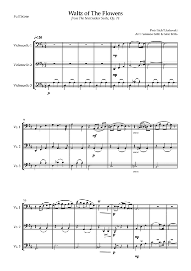 Waltz of The Flowers - from Nutcracker (P. I. Tchaikovsky) for Cello Trio (arr. Fernando Britto, Fabio Britto)