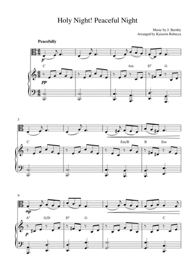 Holy Night! Peaceful Night (Viola solo and piano accompaniment) (arr. Kaiserin Rebecca)