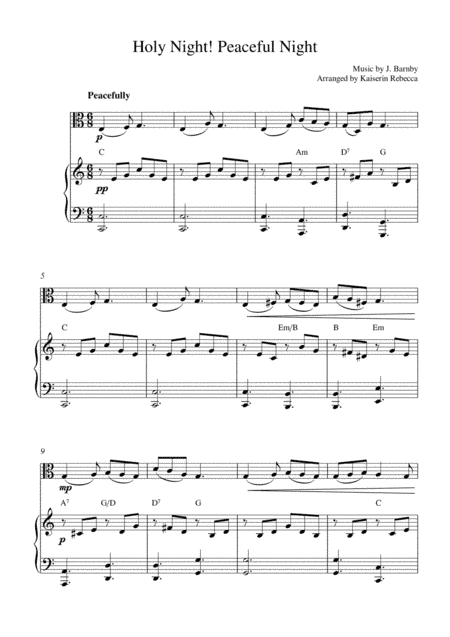 Holy Night! Peaceful Night (Viola solo and piano accompaniment) (arr. Kaiserin Rebecca)
