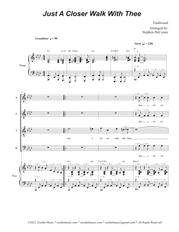 Just A Closer Walk With Thee (Vocal Quartet - (SATB) (arr. Stephen DeCesare)