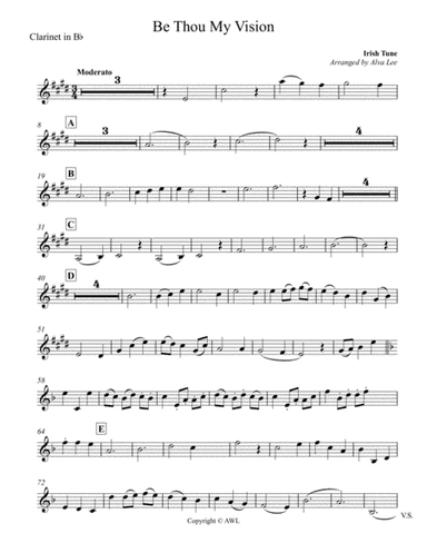 Be Thou My Vision unaccompanied Clarinet in Bb (arr. Alva Lee)