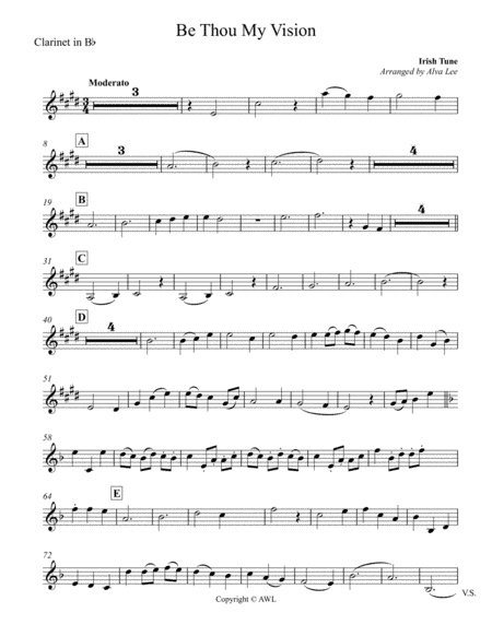 Be Thou My Vision unaccompanied Clarinet in Bb (arr. Alva Lee)