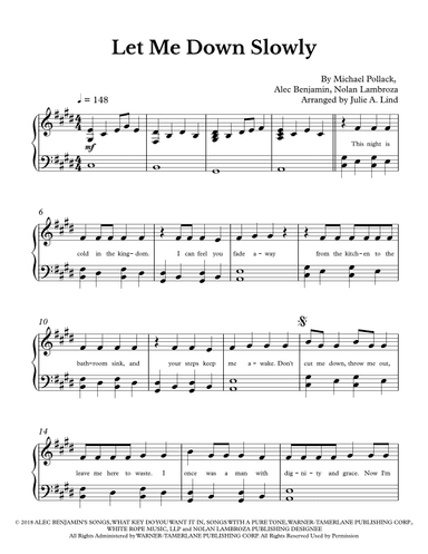 Let Me Down Slowly (arr. Julie A. Lind)