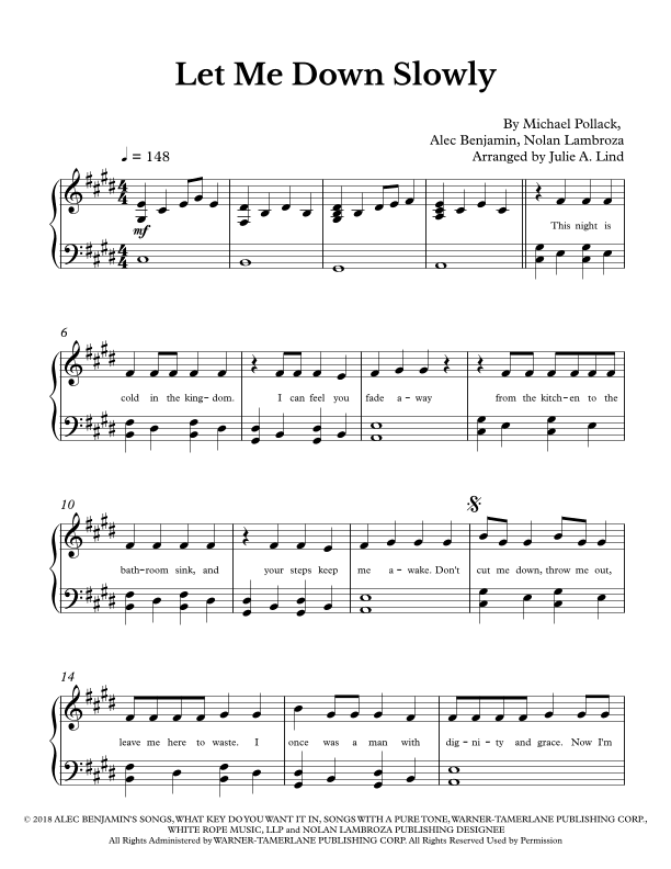 Let Me Down Slowly (arr. Julie A. Lind)