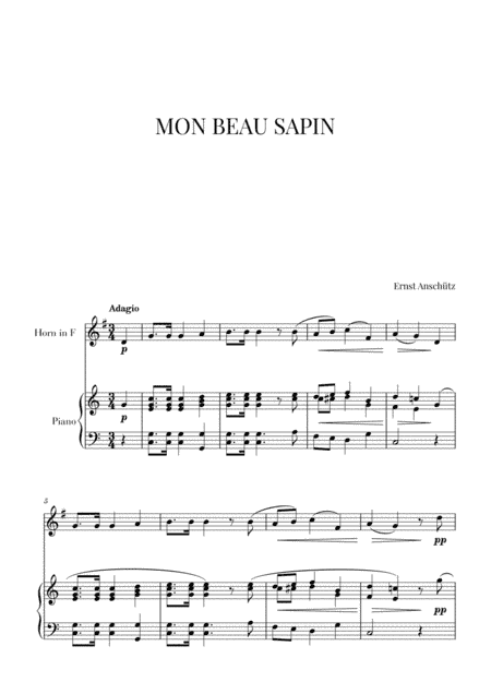 Mon Beau Sapin for French Horn and Piano (arr. Cadenza Editions)