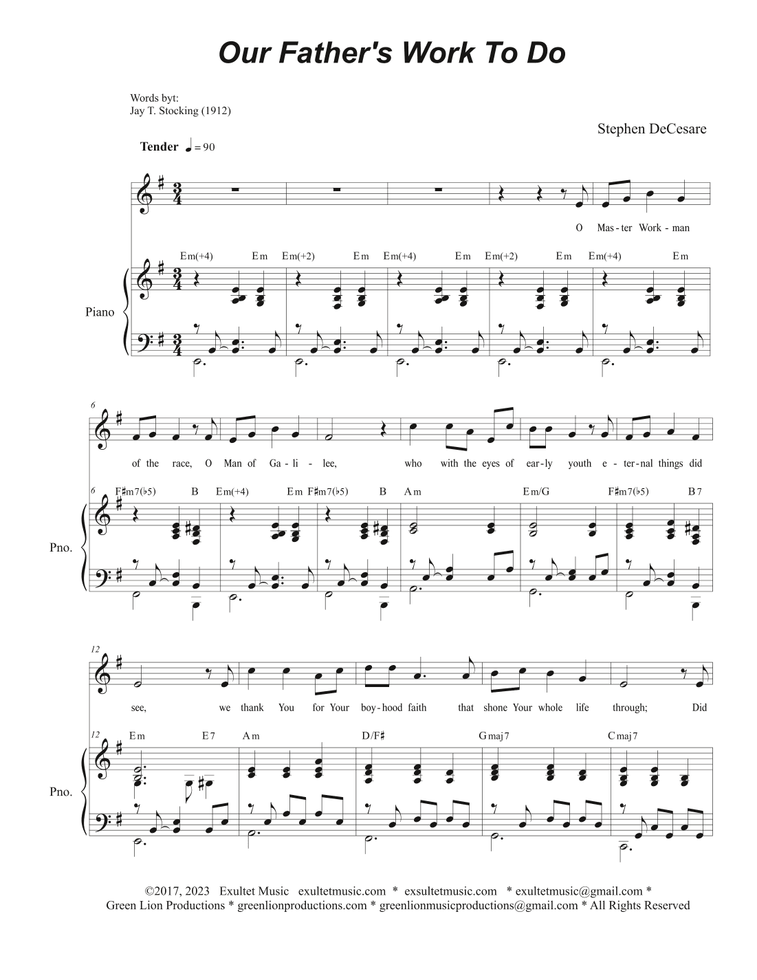 Our Father's Work To Do (Unison choir)