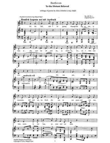 An die ferne Geliebte (To the Distant Beloved) English Version (arr. Abigail Dyer)