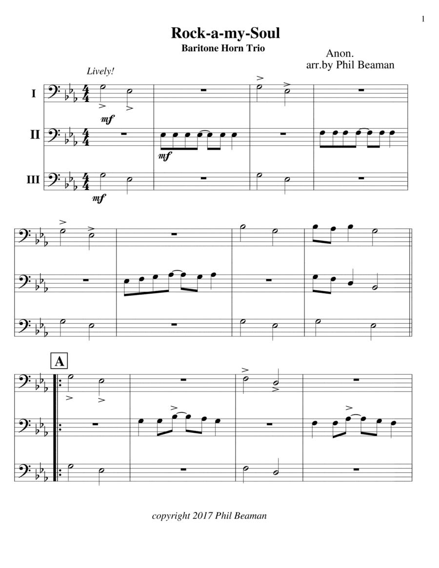 Rock-a-my-Soul - Baritone Horn Trio (arr. Phil Beaman)