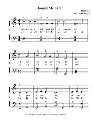 Bought Me a Cat (Farmyard Song) (big alpha note notation) (arr. Dennis Frayne)