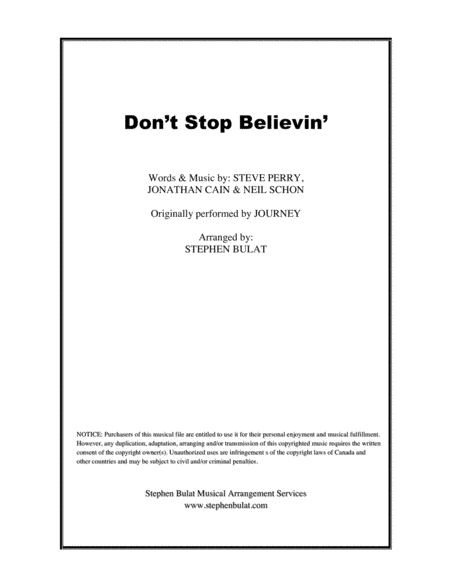 Don't Stop Believin' (arr. Stephen Bulat)