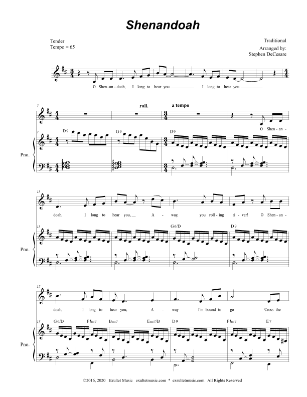 Shenandoah (for Vocal Solo) (arr. Stephen DeCesare)