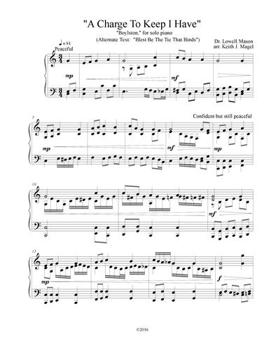 A Charge To Keep I Have (arr. Keith James)