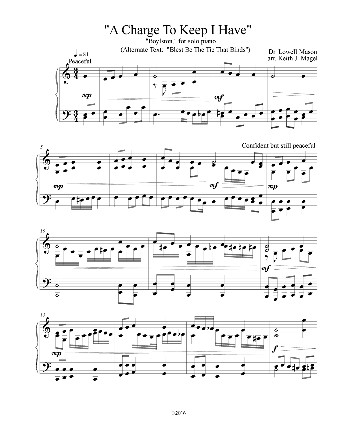 A Charge To Keep I Have (arr. Keith James)