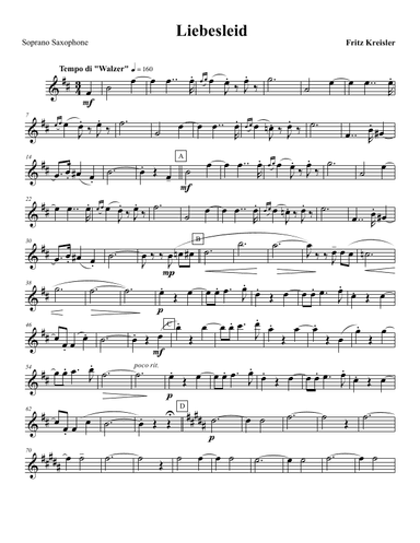 Kreisler: Liebesleid - arr. for Sax Quartet SATB(Bs) (arr. Kevin Hall)