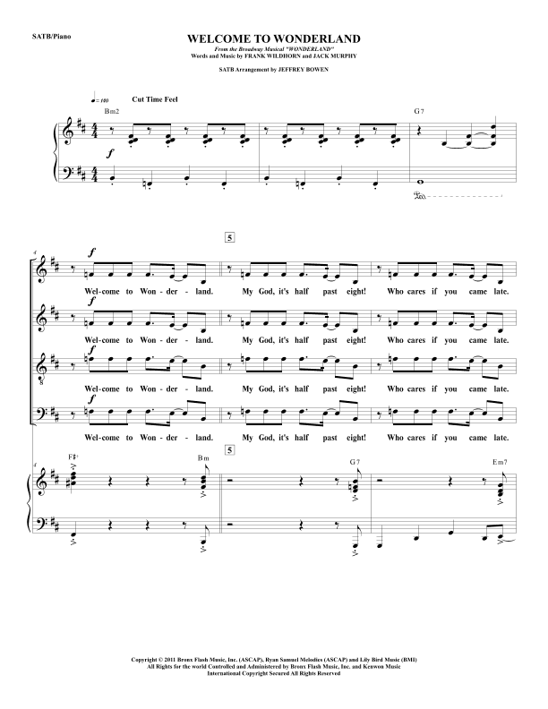 Welcome To Wonderland (arr. Jeffrey Bowen)