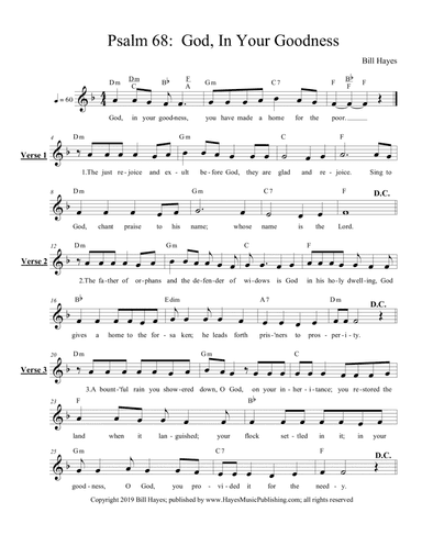 Psalm 68:  God, In Your Goodness - leadsheet