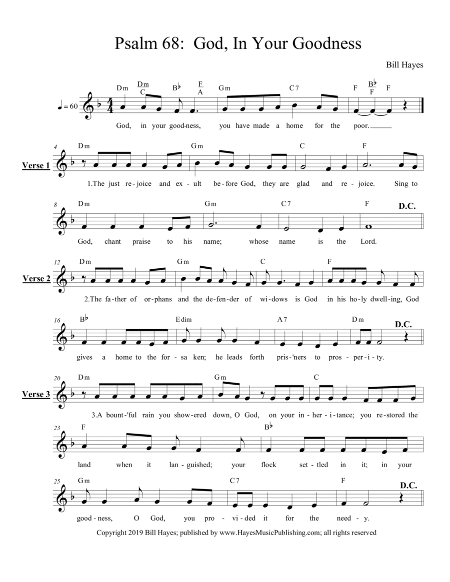 Psalm 68:  God, In Your Goodness - leadsheet