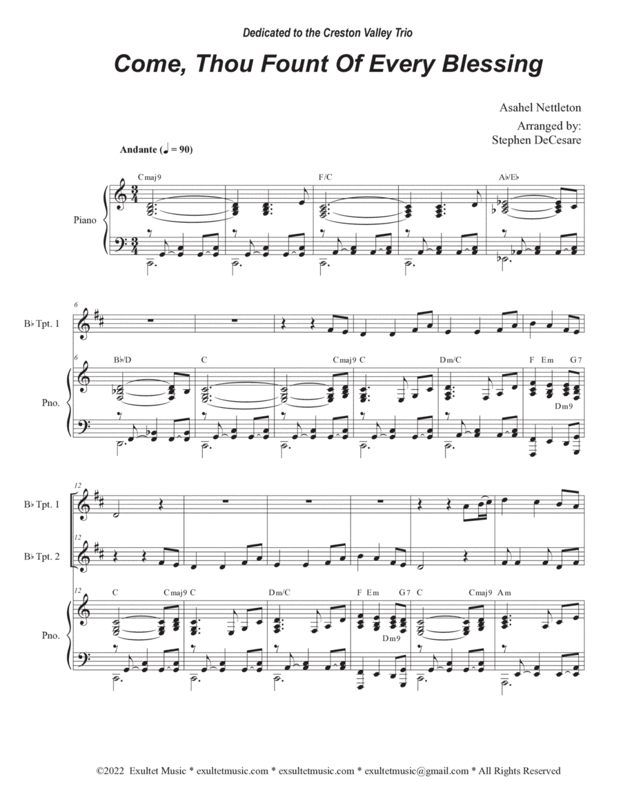 Come, Thou Fount Of Every Blessing (Duet for Bb-Trumpet) (arr. Stephen DeCesare)