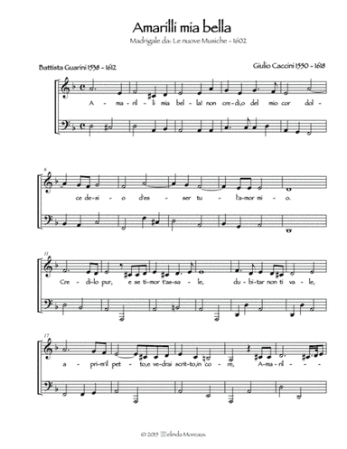 Amarilli mia bella (Low) D minor (arr. Melinda Moreaux)