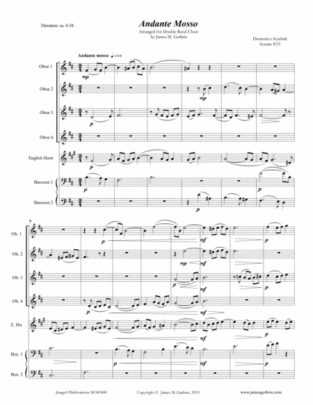 Scarlatti: Andante mosso for Double Reed Choir (arr. James M. Guthrie)