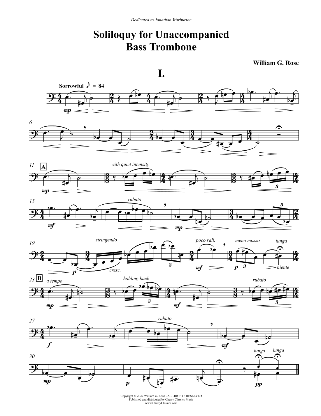 Soliloquy for Unaccompanied Bass Trombone