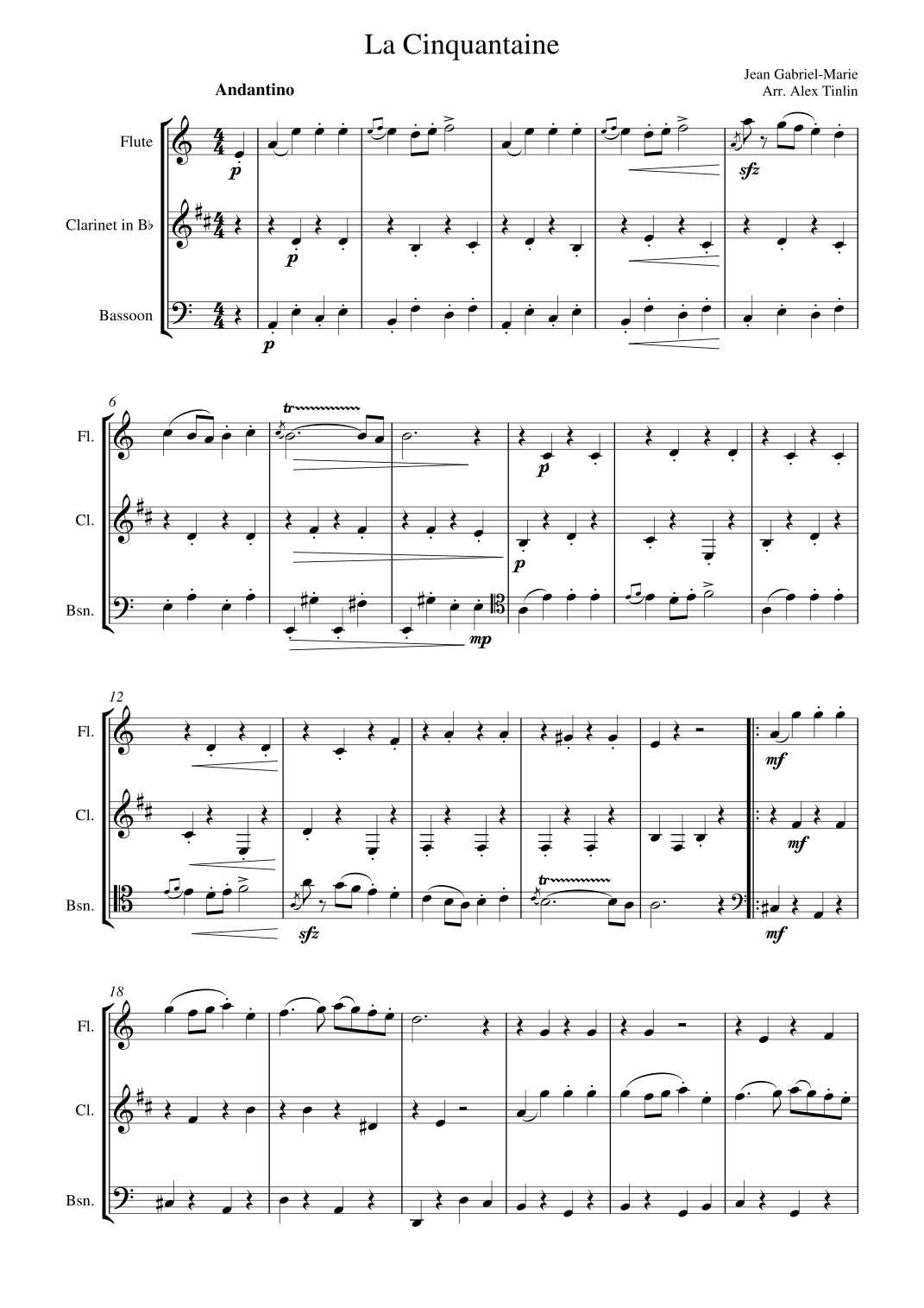 La Cinquantaine (arr. Alex Tinlin)