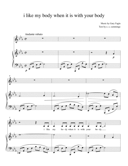 i like my body when it is with your body, for voice and piano