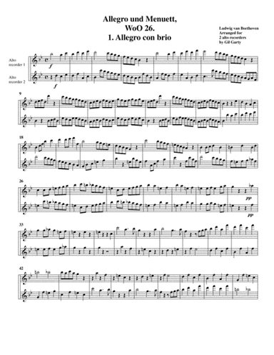 Allegro & Minuet, WoO 26 (arrangement for 2 recorders) (arr. Gil Garty)