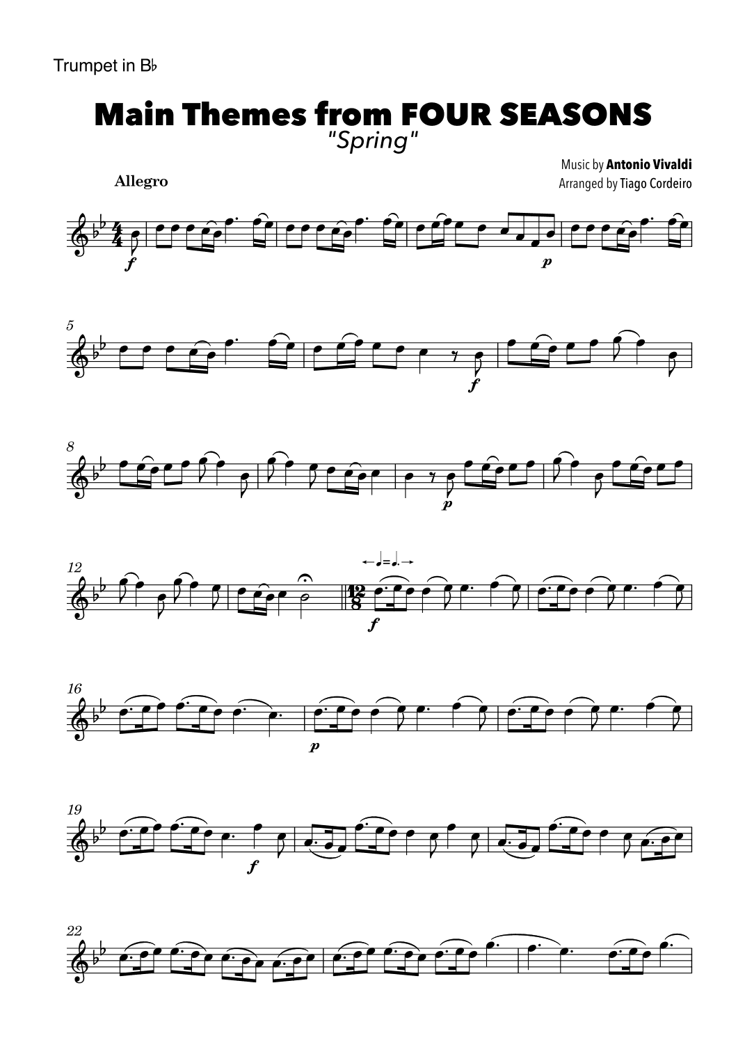 Main Themes from Four Seasons “Spring” (arr. Tiago Cordeiro)
