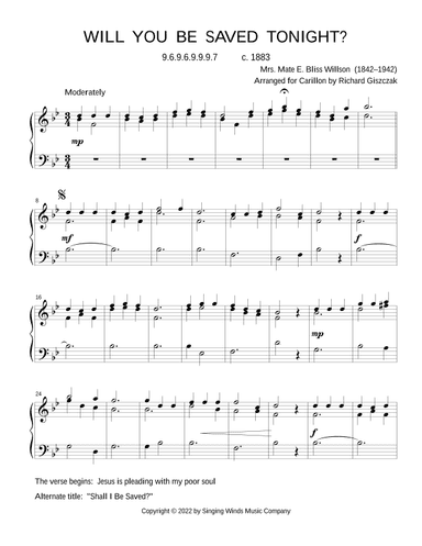 Will You Be Saved Tonight? (arr. Richard Giszczak)