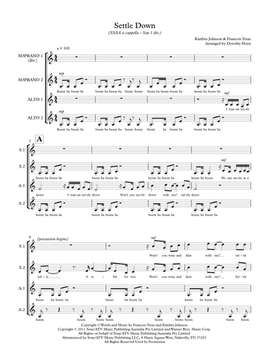 Settle Down (arr. Dorothy Horn)