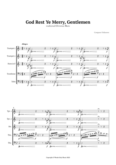 God Rest Ye Merry Gentlemen for Brass Quintet (arr. Ander)