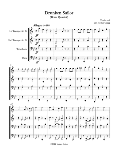 Drunken Sailor (Brass Quartet) (arr. Jordan Grigg)