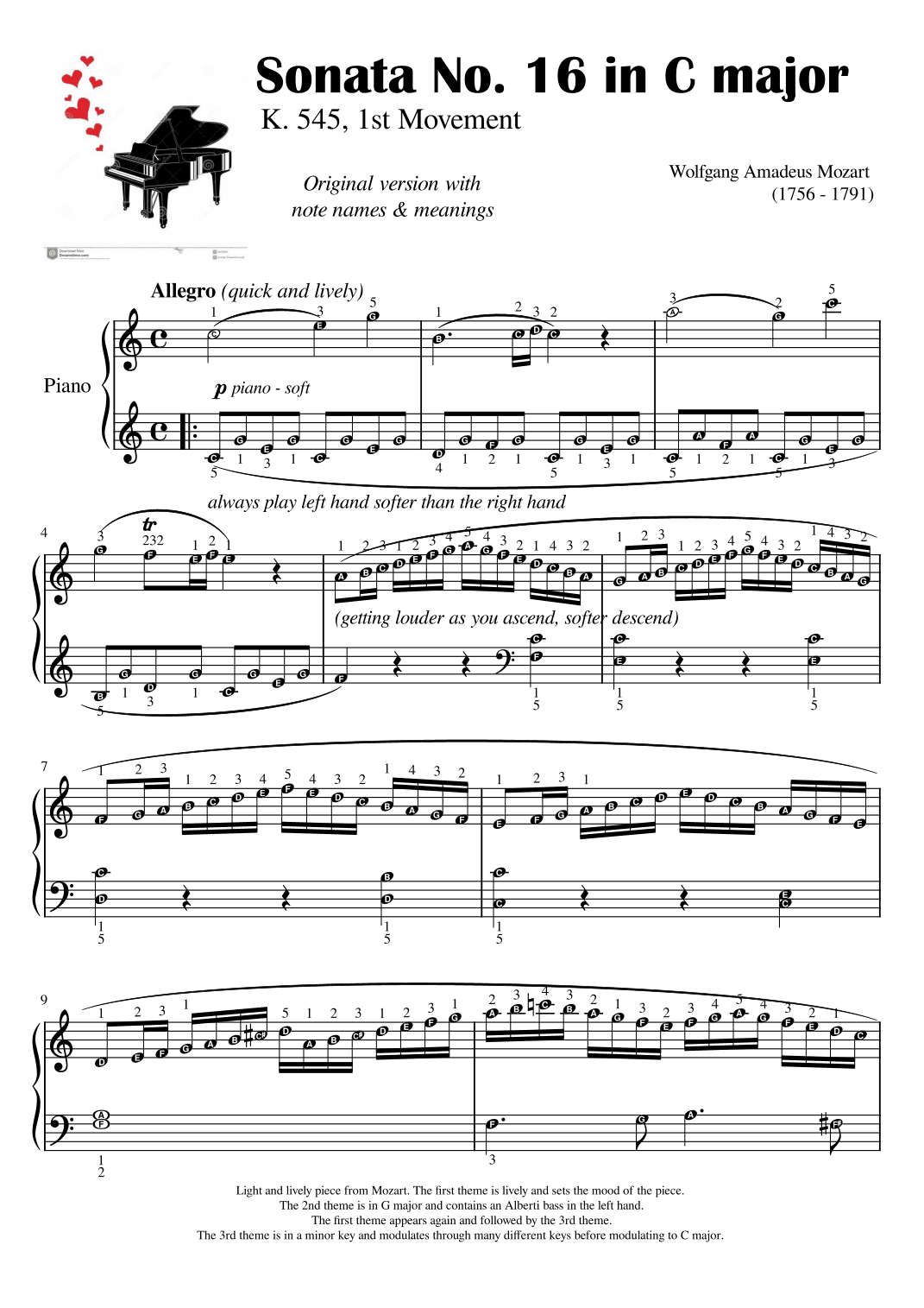Sonata No. 16, first movement by Mozart Grade 5 (arr. Published Harmony)