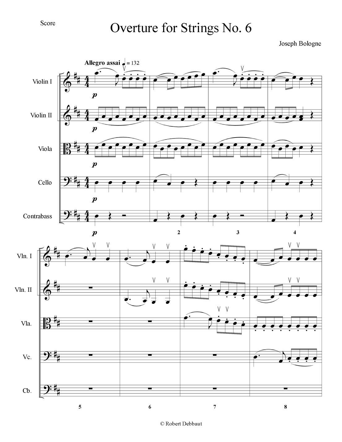Overture for Strings No. 6 - Score Only (arr. Robert Debbaut)