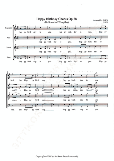 Op.58 Happy Birthday Chorus [Arr. By Dr.QUEW]