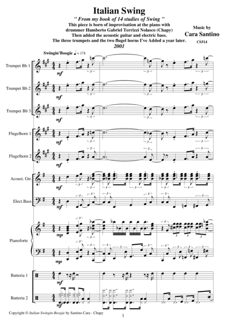 Italian Swingin' Boogie for piano and brass