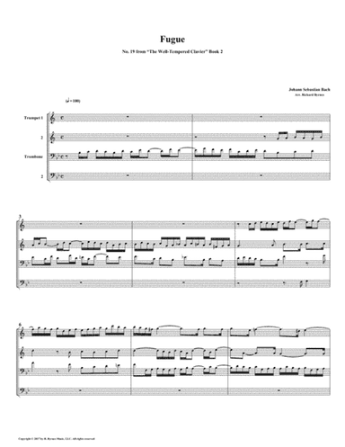 Fugue 19 from Well-Tempered Clavier, Book 2 (Brass Quartet) (arr. Richard Byrnes)