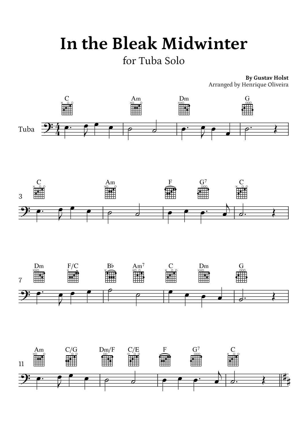 In the Bleak Midwinter (Tuba Solo) - Beginner Level (arr. Henrique Oliveira)