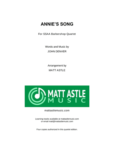 Annie's Song (arr. Matt Astle)
