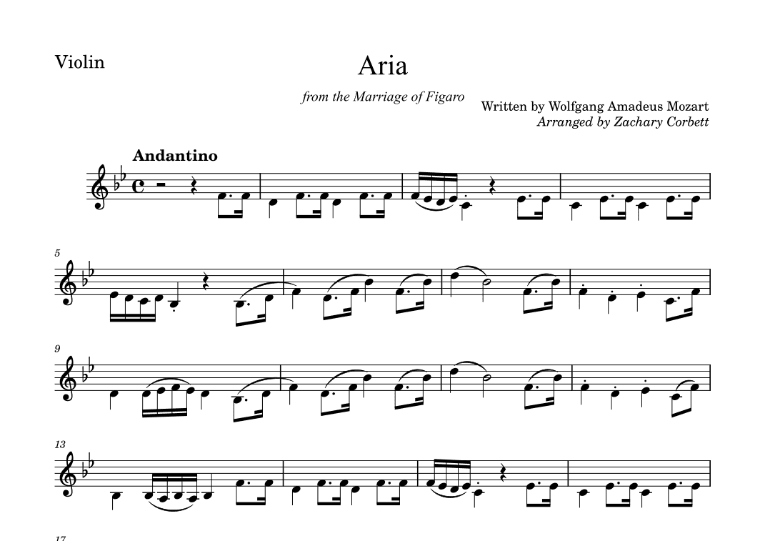 Aria from the Marriage of Figaro (arr. Zachary Corbett)