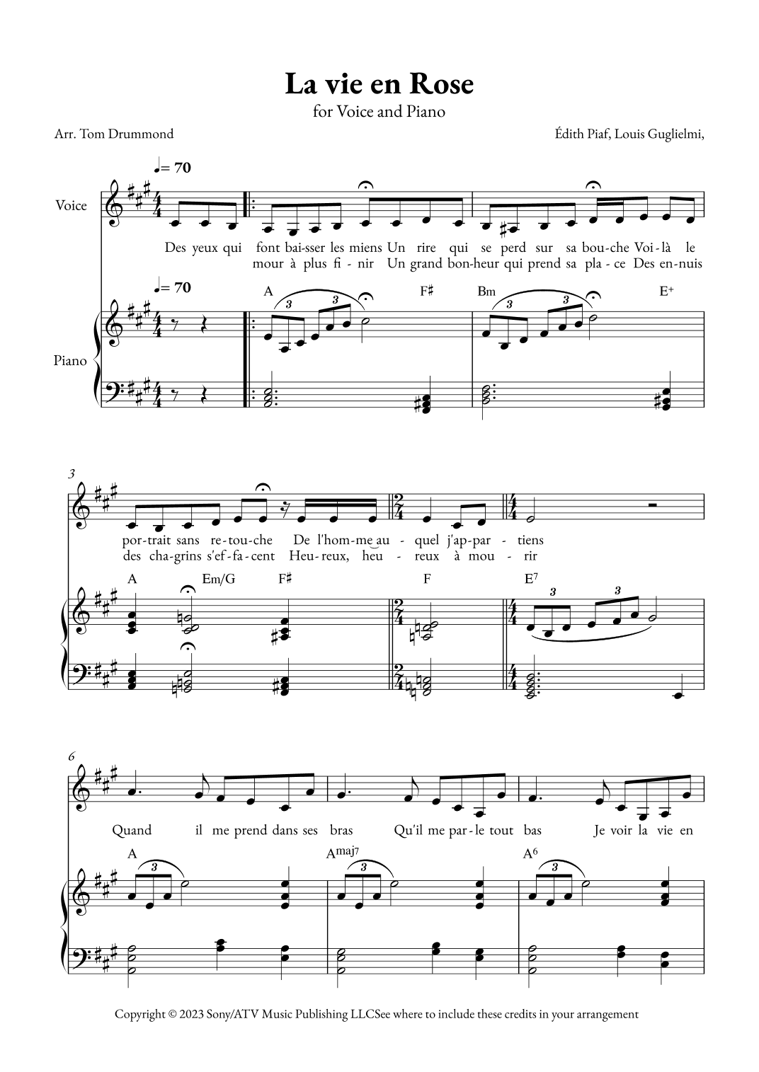 La Vie En Rose (arr. Tom Drummond)