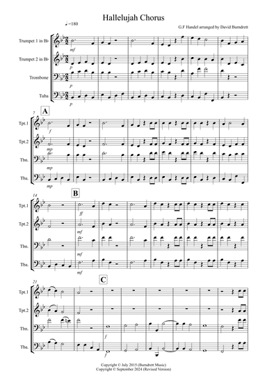Hallelujah Chorus for Brass Quartet (arr. David Burndrett)