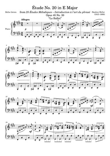 Etude Opus 45 No. 20 in E Major (arr. Zachary Corbett)