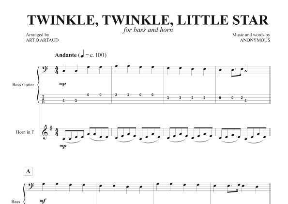 Twinkle Twinkle Little Star (arr. Art.o Artaud)